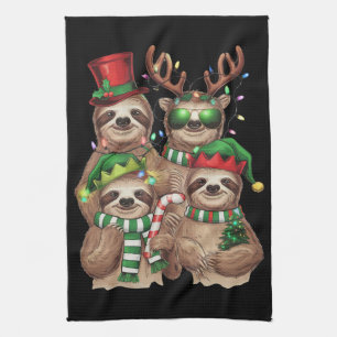 Linge De Cuisine Cadeau de Noël de paresseux Joyeux Slothmas Amoure