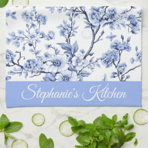 Linge De Cuisine Cadeau floral bleu élégant français vintage person
