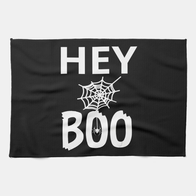 Linge De Cuisine Cadeau Spider | Hey Boo Halloween Funny Spider Web (Horizontal)