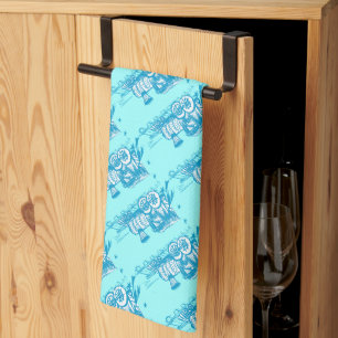 Linge De Cuisine Cadeaux de Baby Shower Train Aqua Blue Choo Choo
