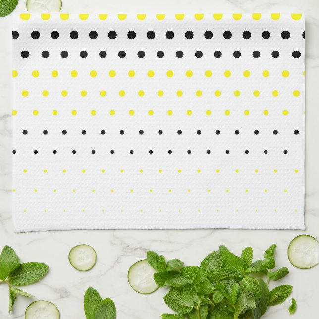Linge De Cuisine Cadmium Yellow and Black Polka Dot (Plié)