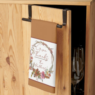 Linge De Cuisine Cadre floral d'automne personnalisé