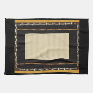 Linge De Cuisine Cadre photo en tissu de soie satiné noir Wi-Fi emb