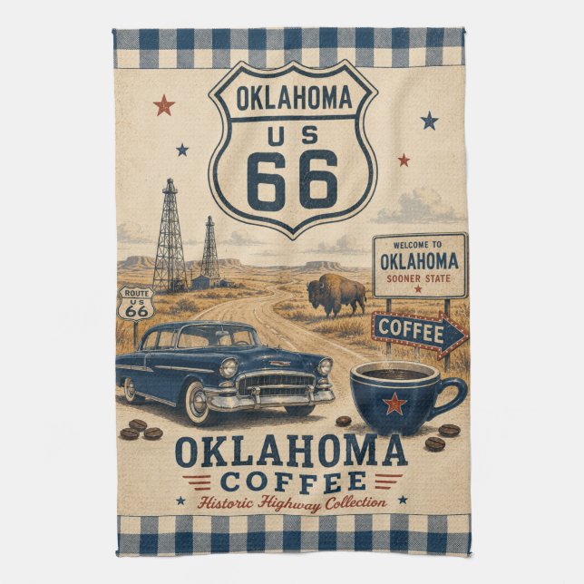 Linge De Cuisine Café Américain Oklahoma Route 66 (Vertical)