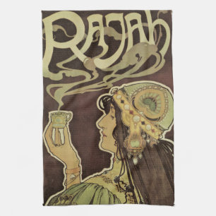 Linge De Cuisine Café Art Nouveau vintage Rajah, Femme au café