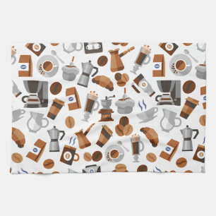 Linge De Cuisine Café Brown et Croissant Motif