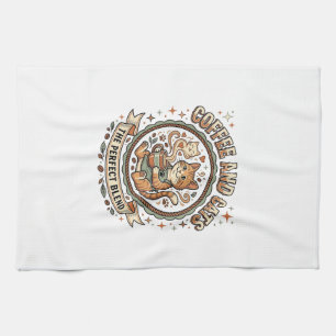 Linge De Cuisine Café Et Chats Chat Café Art Vectoriel Vintage T-Sh