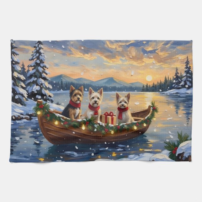 Linge De Cuisine Cairn Terrier Christmas Boat Holiday (Horizontal)