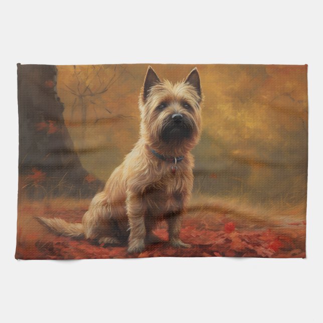 Linge De Cuisine Cairn Terrier en automne Leaves automne Inspire (Horizontal)
