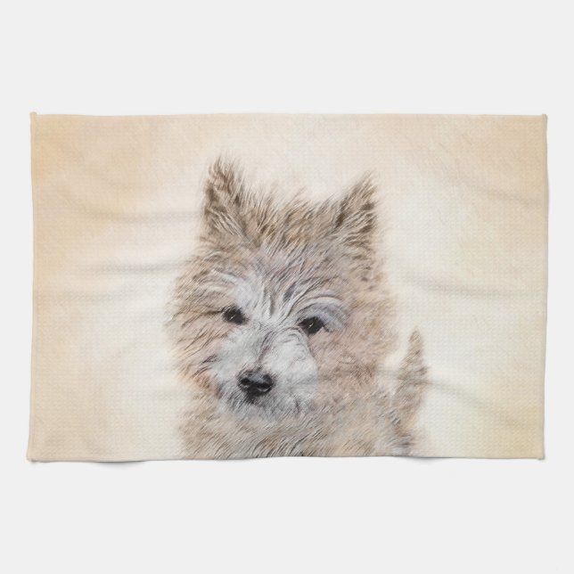 Linge De Cuisine Cairn Terrier Peinture Chiot - Art Chien original (Horizontal)