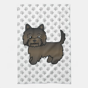 Linge De Cuisine Cairn Terrier Tacheture Foncé Chien de Dessin Anim