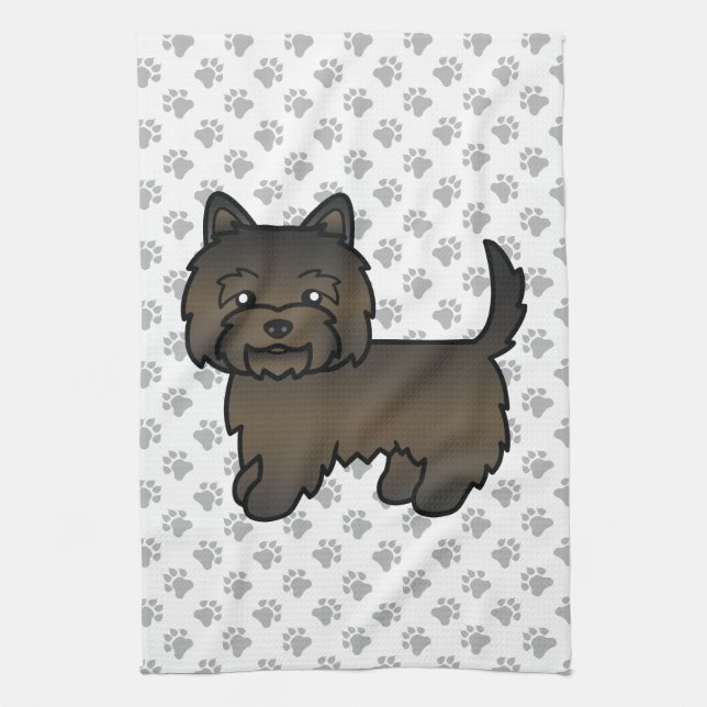 Linge De Cuisine Cairn Terrier Tacheture Foncé Chien de Dessin Anim (Vertical)