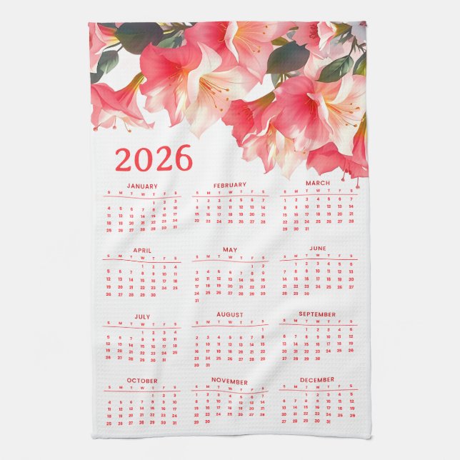 Linge De Cuisine Calendar 2026 with flowers (Vertical)
