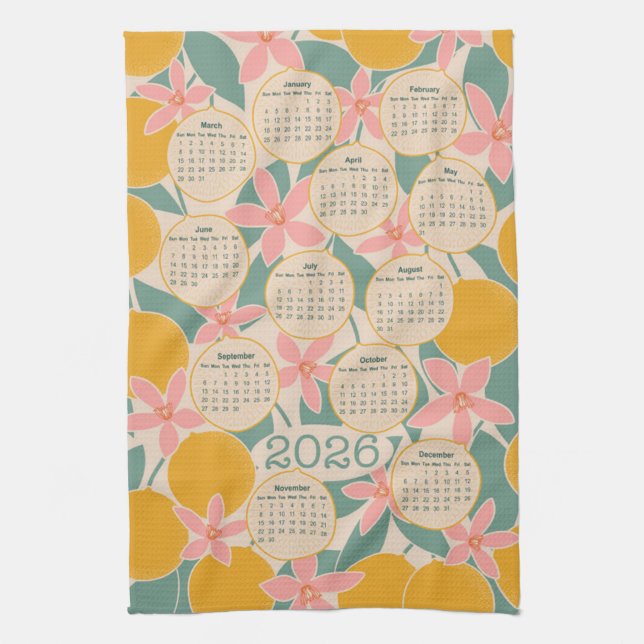 Linge De Cuisine Calendrier 2026 - agrumes & fleurs (Vertical)