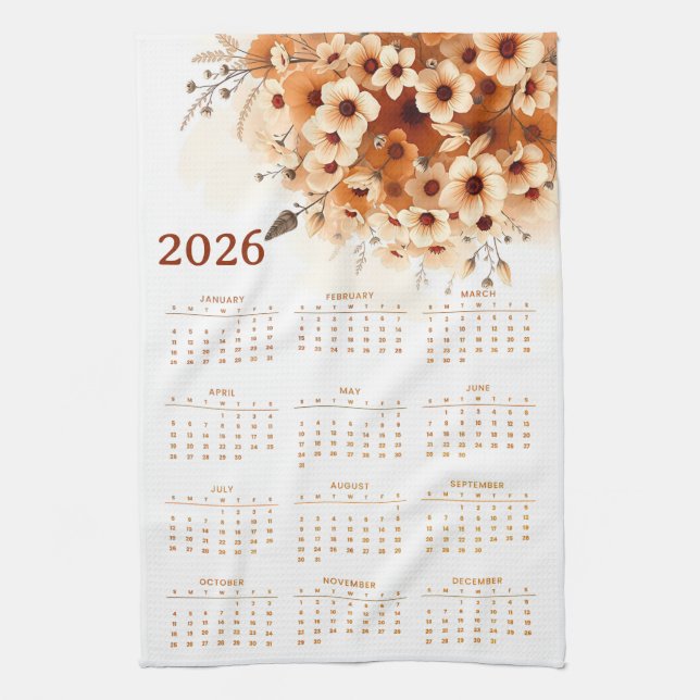 Linge De Cuisine Calendrier 2026 avec fleurs (Vertical)