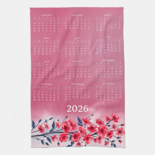 Linge De Cuisine Calendrier 2026 avec fleurs