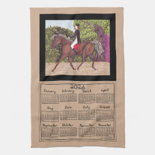Linge De Cuisine Calendrier 2026 Dressage Cheval Sport Tissu Police