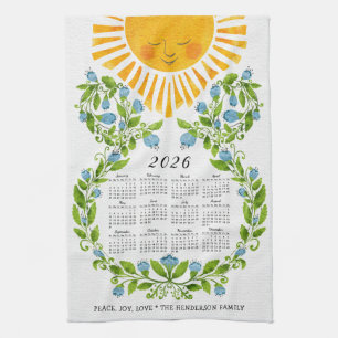 Linge De Cuisine Calendrier 2026 Fleurs Bleues Bleues Bleues Bleues