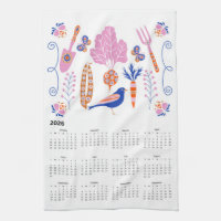 Calendrier 2026 Folk Art Cottagecore Vegetable Plo