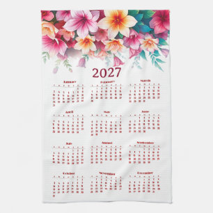 Linge De Cuisine Calendrier 2027 avec des fleurs