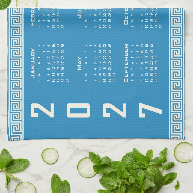 Linge De Cuisine Calendrier 2027, Frette Grecque, Cosmic Latte sur  (Plié)