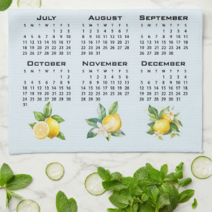 Linge De Cuisine Calendrier 2027 style italien Citrons Fond bleu