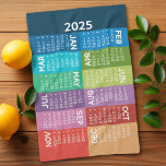 Linge De Cuisine Calendrier - année complète - mois colorés funky<br><div class="desc">Un calendrier moderne abstrait et branché de 12 mois avec des coins colorés et un design amusant. Ce calendrier est un design non traditionnel avec des mois empilés sur des blocs de couleur. Un article très utile et nécessaire à utiliser au bureau ou à la maison. Un look coloré et...</div>