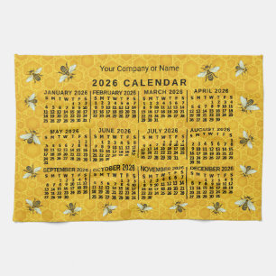 Linge De Cuisine Calendrier annuel 2026 en nid d'abeille en apicult