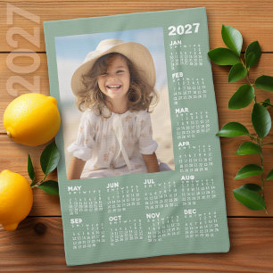 Linge De Cuisine Calendrier avec photo vue annuelle moderne minimal