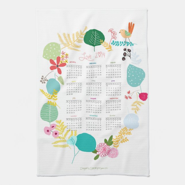 Linge De Cuisine Calendrier customisé 2014 Kitchen Towe (Vertical)