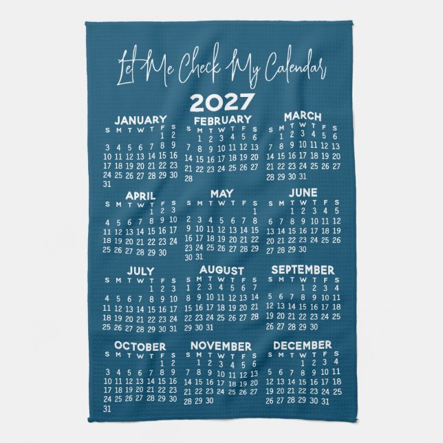 Linge De Cuisine Calendrier de l'année 2027 - Laissez-moi vérifier  (Vertical)