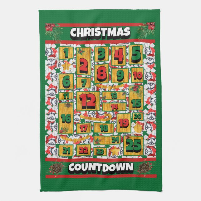 Linge De Cuisine Calendrier de l'Avent de Noël à compte à rebours H (Vertical)
