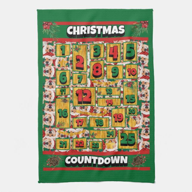 Linge De Cuisine Calendrier de l'Avent de Noël au compte à rebours  (Vertical)