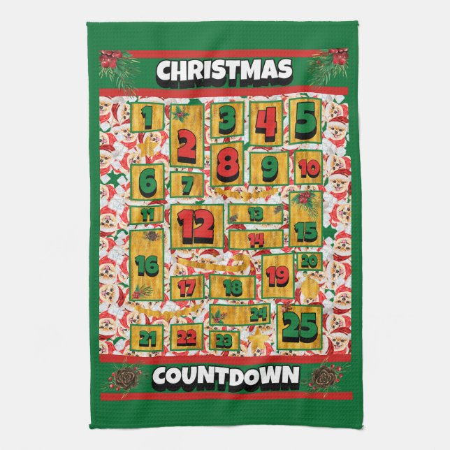 Linge De Cuisine Calendrier de l'Avent de Noël au compte à rebours  (Vertical)