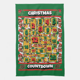 Linge De Cuisine Calendrier de l'Avent de Noël du chien Dachshund à