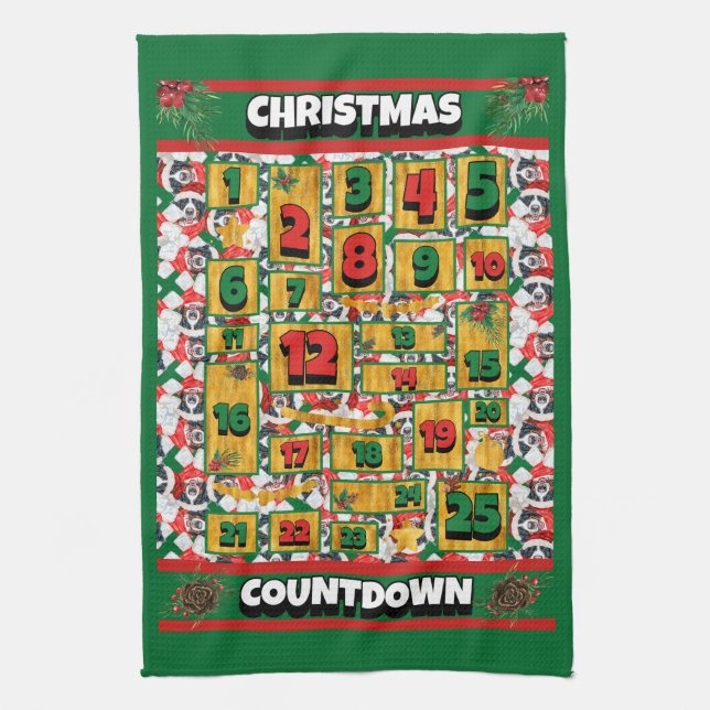 Linge De Cuisine Calendrier de l'Avent de Noël du chien de montagne (Vertical)