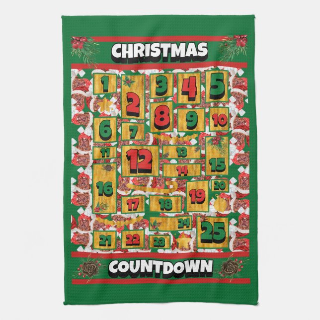 Linge De Cuisine Calendrier de l'Avent de Noël du Mastiff Français (Vertical)
