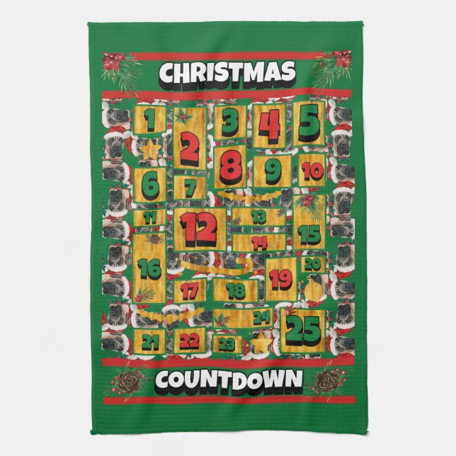 Linge De Cuisine Calendrier de l'Avent de Noël Mastiff Anglais Chie (Vertical)