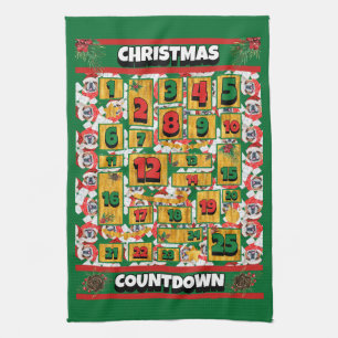 Linge De Cuisine Calendrier de l'Avent de Noël pour chien Bouledogu