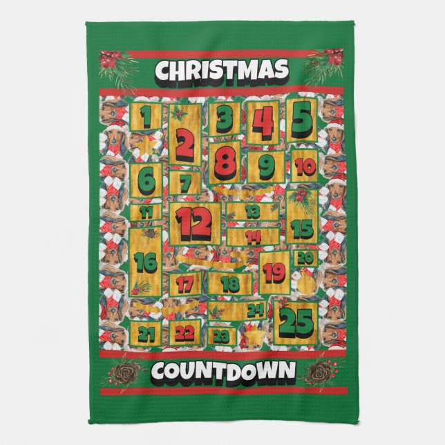 Linge De Cuisine Calendrier de l'Avent de Noël pour chien teckel (Vertical)