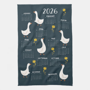 Linge De Cuisine Calendrier des Fleurs sauvages et oies jaunes 2026