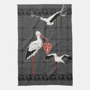 Linge De Cuisine Calendrier Élégant Tendance Charbon Stork 2026
