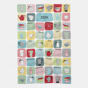 Linge De Cuisine Calendrier Retro Atomic Coffee 2026