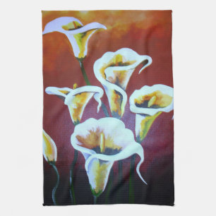 Linge De Cuisine Calla Blanche Lit Des Fleurs De Coupe Artistique S