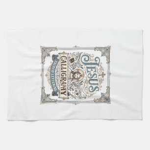 Linge De Cuisine Calligraphie de Jésus Lettrage sacré Calligraphie