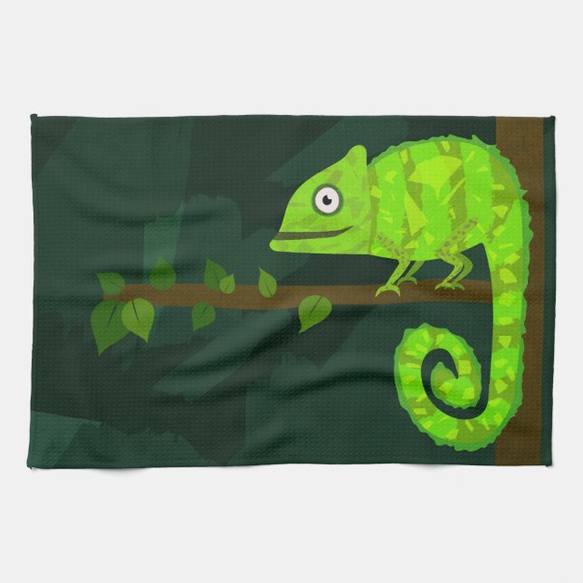 Linge De Cuisine Caméléon mignon vert (Horizontal)