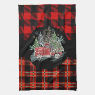 Linge De Cuisine Camion de Noël Rouge à Carreaux de Buffalo
