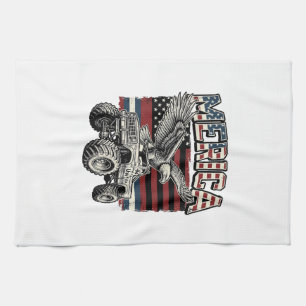 Linge De Cuisine Camion Monstre Aigle Américain Vintage Patriotique