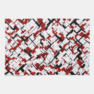 Linge De Cuisine Camion numérique noir blanc Motif rouge