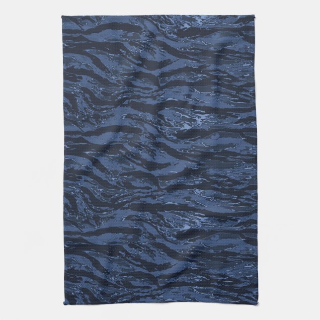 Linge De Cuisine Camo à rayures bleues (Vertical)